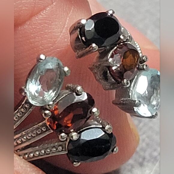 Garnet, Topaz, Spinel Open Band Ring - Picture 10 of 15